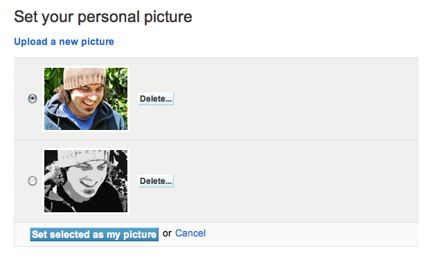 Example of selecting a personal picture